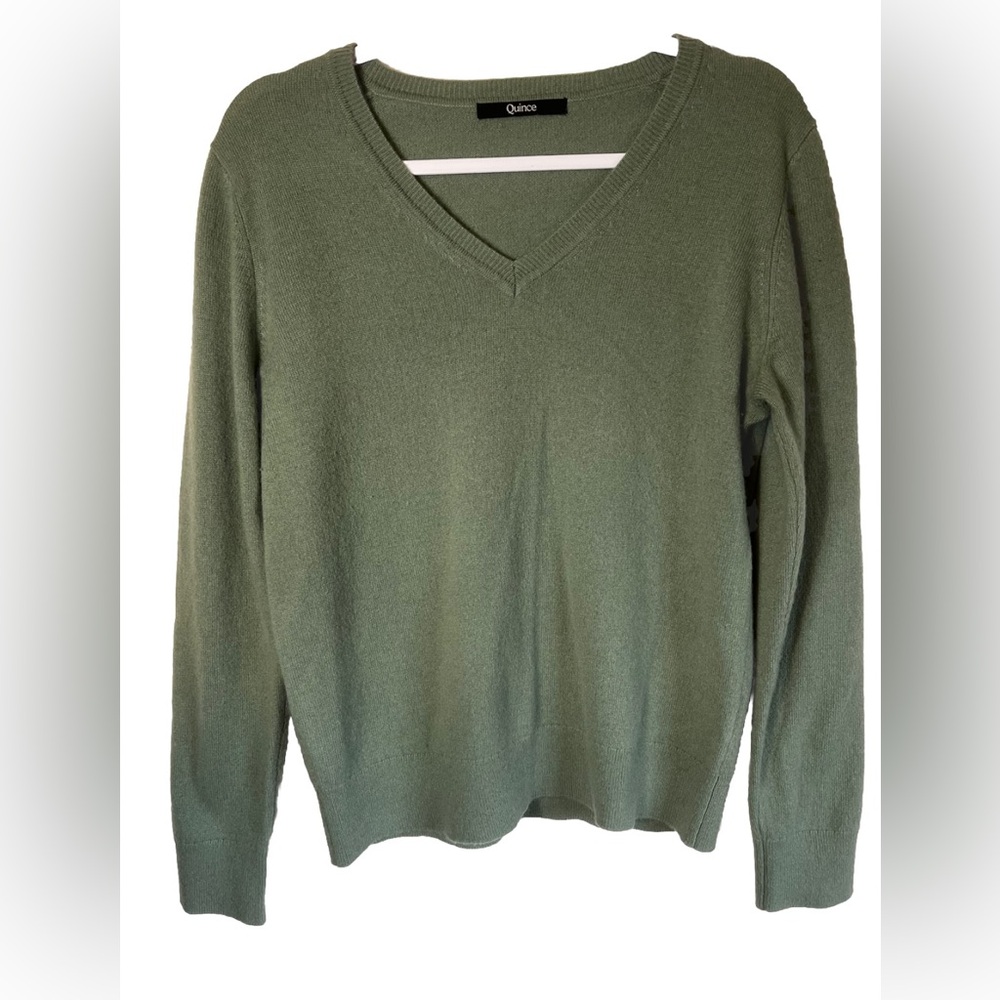 Quince Olive V-Neck Sweater